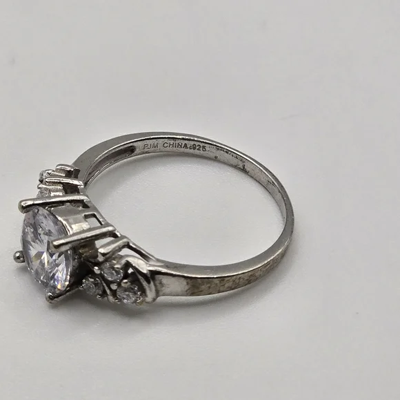 Vintage Sterling Silver PJM 2cwt Stone CZ Ring 925